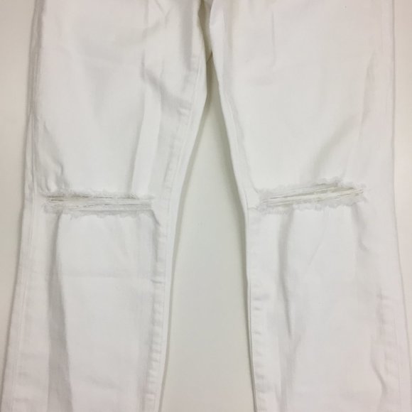 CURRENT ELLIOTT White Distressed Ripped Knee 5 Pocket Logo Hardware Skinny Jeans - Picture 7 of 11